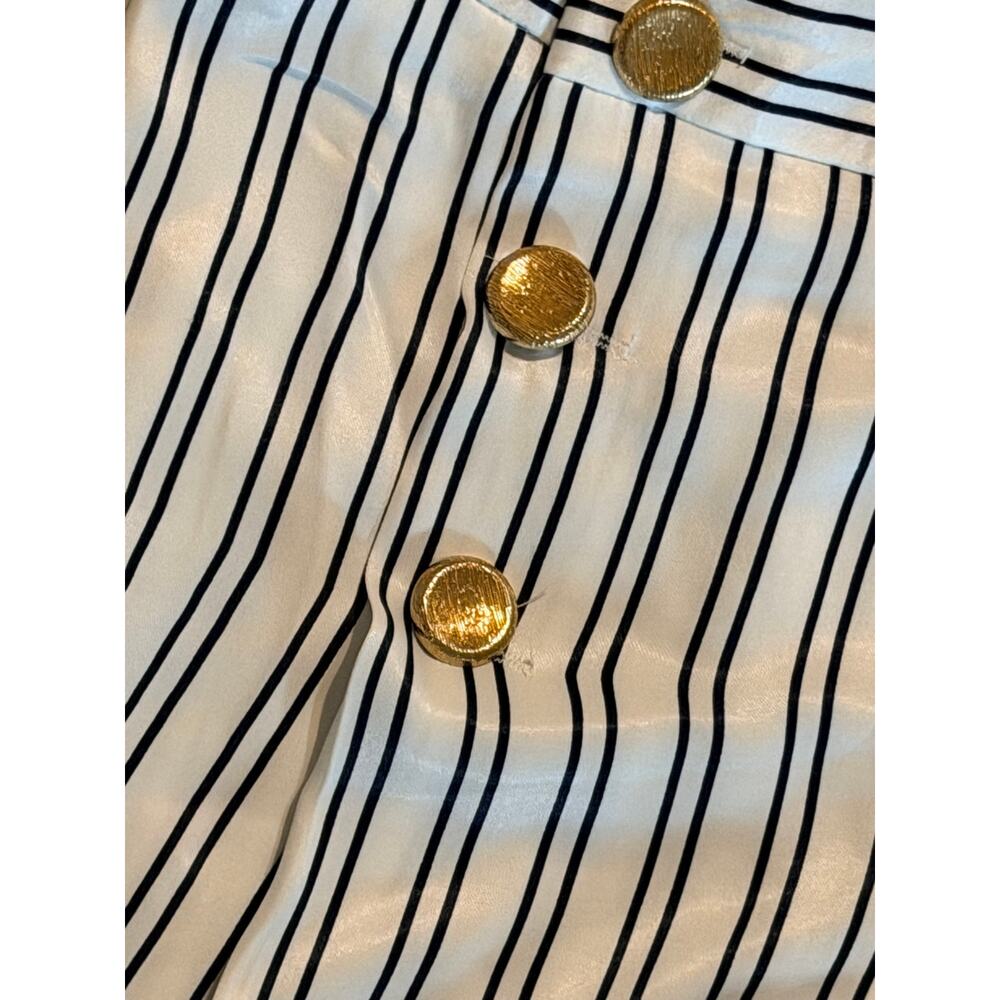 Zara wide leg striped pants sailor front gold buttons M NWT - Picture 2 of 7